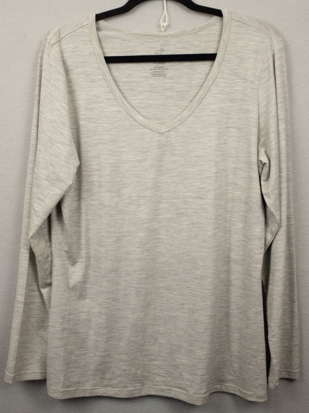 WoolX grey v-neck long sleeve shirt-XL